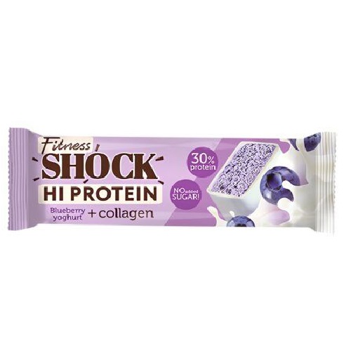 FitnesShock батончик глазированный Черничный десерт в белой глазури, 40 гр